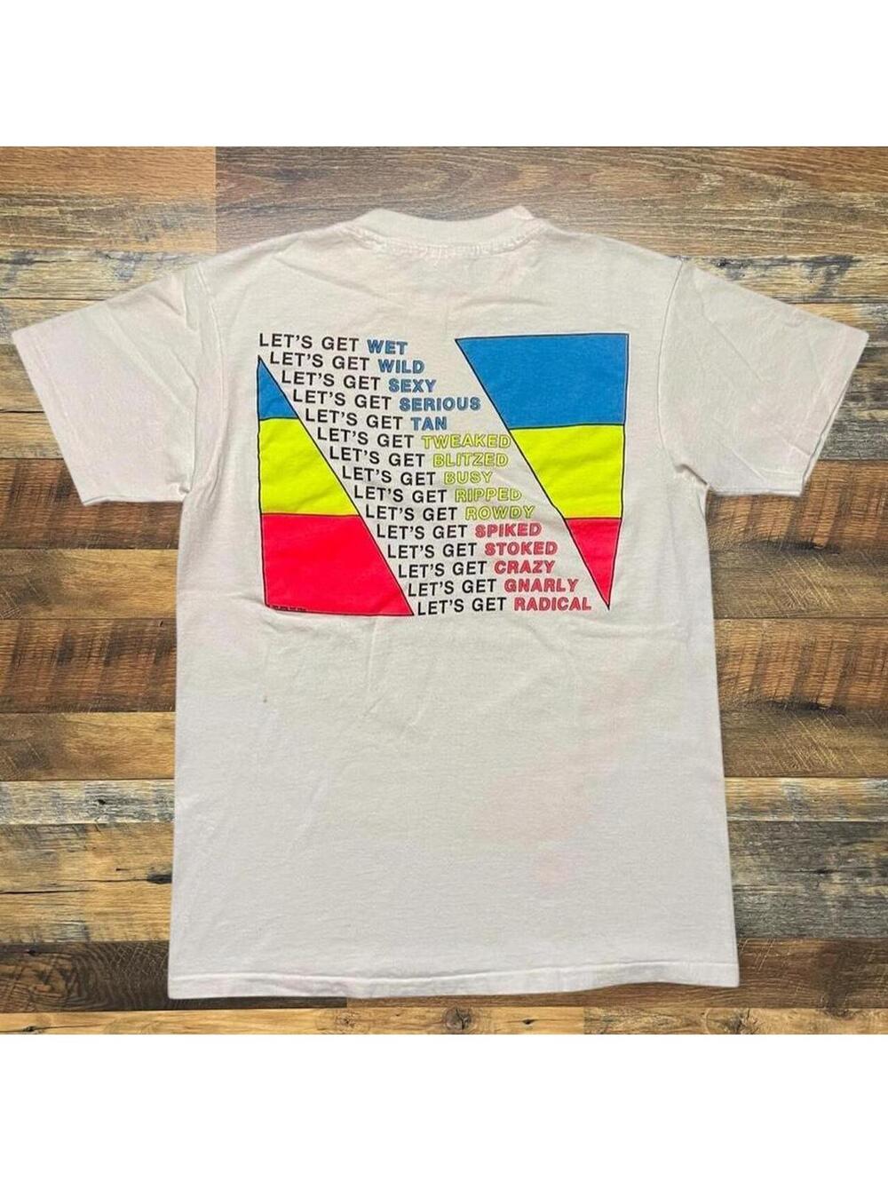 Vintage 1990 Zone Rad Wear Surf Neon Graphic T Shirt Hanes Beefy Size Medium